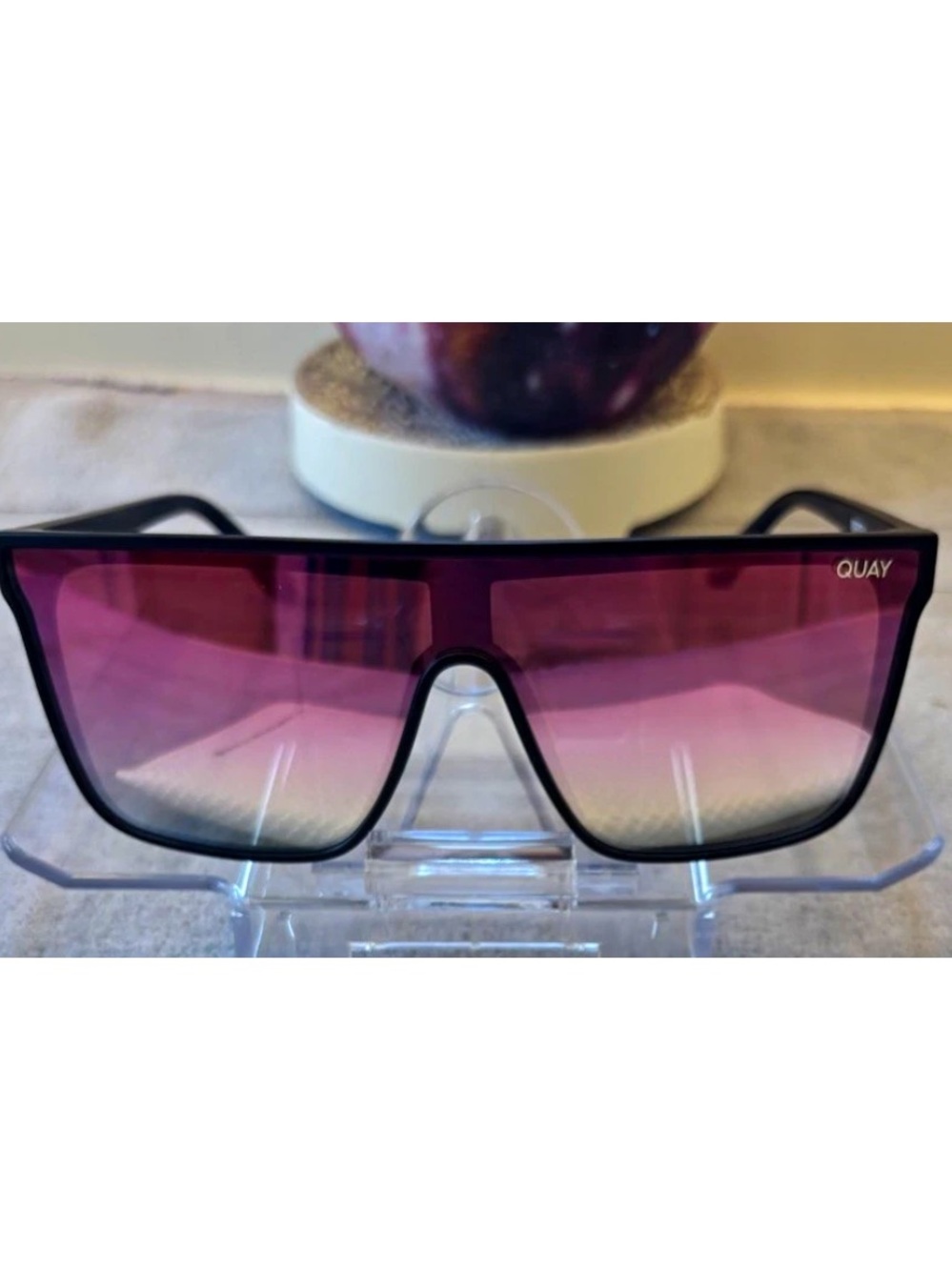 Quay Australia Black Frame Sunglasses with Purple Gradient Lenses